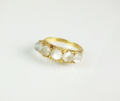 Lot 38 - An 18ct gold Victorian five stone moonstone ring