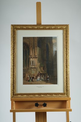 Lot 253 - Samuel Prout (1783-1852) Gathering outside a Continental Cathedral