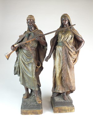 Lot 160 - A pair of large Goldscheider figures of Antar and Abla
