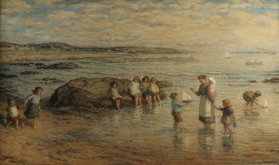 Lot 168 - Hugh Cameron RSA, RSW, ROI (British 1835 - 1918) Children Playing on the Sea Shore