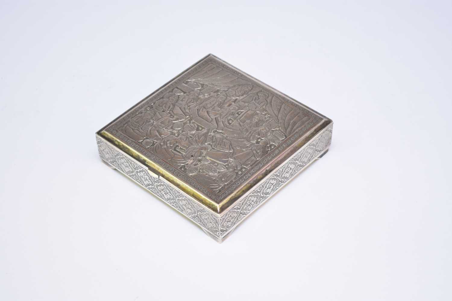 Lot 231 - A Persian silver cigarette box, 20th century