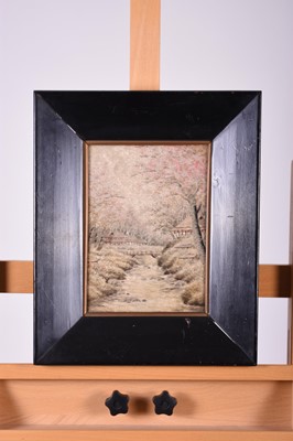 Lot 493 - A Japanese silkwork landscape, Meiji/Taisho era