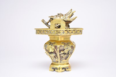 Lot 112 - A Chinese brass censer and cover, Qing Dynasty, 19th century