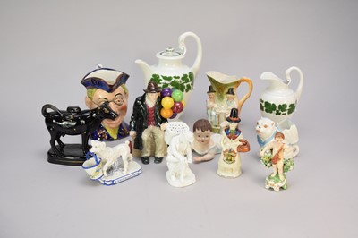 Lot 404 - Meissen 'Green Vine' coffee pot and milk jug with further ceramics