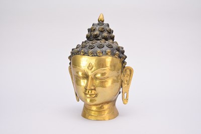 Lot 395 - A recent Tiibetan bronze head of Buddha