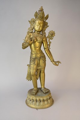 Lot 407 - A large bronze figure of the Bodhisattva Tara