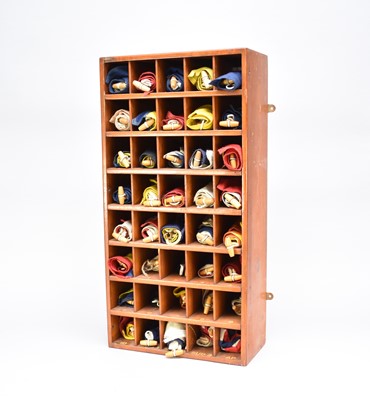 Lot 436 - A set of ships signal flags to a wood hanging case