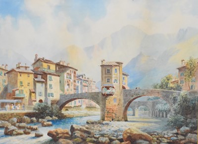 Lot 204 - Henry Bowser Wimbush (British, 1861-1943), 'Sospel, Maritime Alps', watercolour