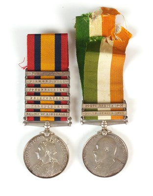 Lot Pair of Second Boer War medals awarded to Shoeing Smith D. Briggs, Pom Pom Sec R.A