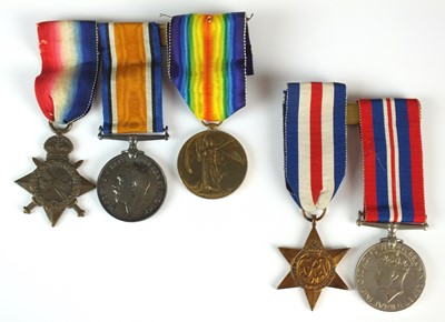 Lot 69 - First World War trio of medals and a Second World War pair