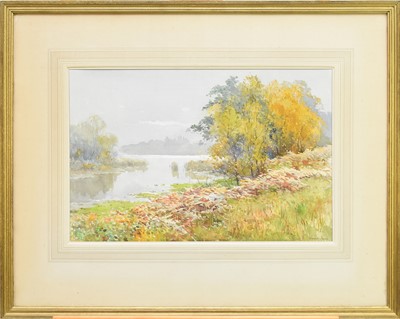 Lot 169 - Ernest William Haslehurst (1866-1949) Lakeside Landscape
