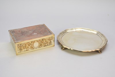 Lot 91 - A silver waiter and a plated box