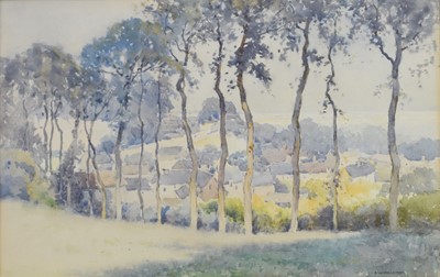 Lot 232 - Ernest William Haslehurst (1866-1949) Rural Landscape with Cottages Beyond the Trees