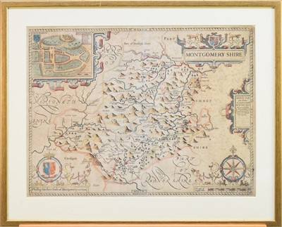 Lot 2 - John Speed, a 17th century, or later, map of Montgomeryshire, 37.5 x 50cm (I)