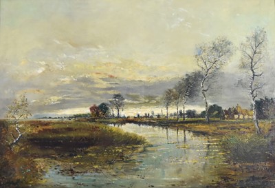 Lot 13 - Dutch School, late 19th/early 20th century, river landscape, oil, 65 x 92cm
