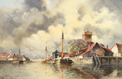 Lot 230 - Louis van Staaten (1859-1824) Two Watercolours of Dordrecht and Zaandam