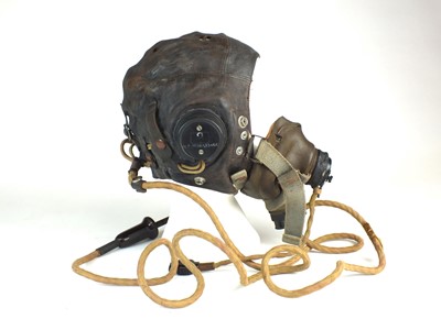 Lot British Second World War C-Type flying helmet with Type-G oxygen mask