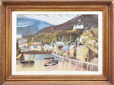 Lot 158 - J*Craze, Late 19th century Naive School, a pair of landscapes, watercolour, 28 x 40cm