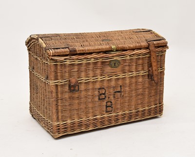Lot 27 - An early 20th century domed wicker trunk, by John.J.Plater & Sons