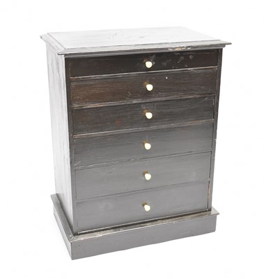 Lot 505 - An Edwardian ebonised curio chest with specimens