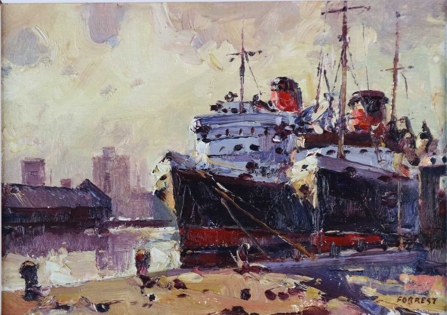 Lot 119 - Edwin Vincent Forrest (British 1918-2002) Winter Layup Isle of Man Boats, Birkenhead