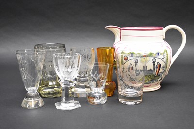 Lot 298 - A group of Masonic glassware and a Masonic lustre jug