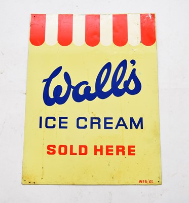 Lot 26 - Advertising interest:- a post-war 'Wall's Ice Cream' double-sided metal sign and two 'Wall's' containers (3)