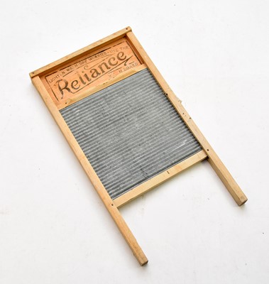 Lot 537 - Advertising interest:- a 'Reliance washboard', with a glass boot and Cerebos salt box (5)