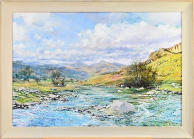 Lot 12 - John Alford (British, 1929-), North Wales river landscape, oil, 60 x 88cm