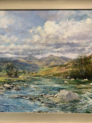 Lot 12 - John Alford (British, 1929-), North Wales river landscape, oil, 60 x 88cm