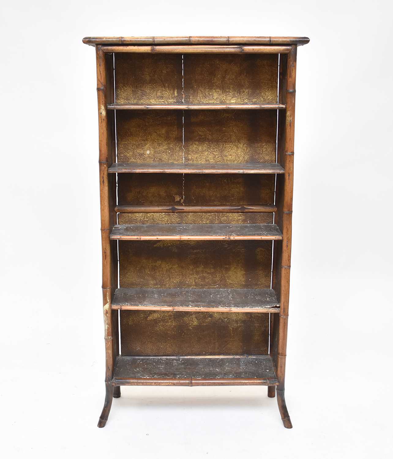 Lot 62 - A Victorian, Aesthetic period, bamboo framed, 5-tier bookcase