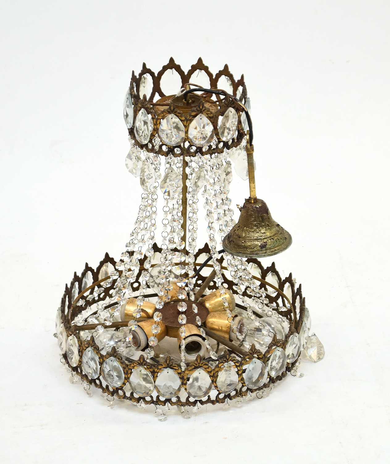 Lot 604 - An early-mid 20th century 4-tier, waterfall-form chandelier