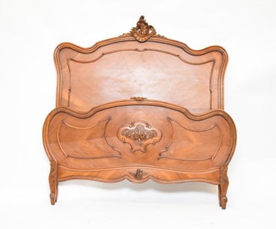 Lot 74 - An early-mid 20th century French, Louis XV style walnut veneered double bed