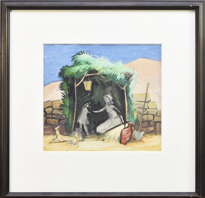 Lot 339 - Anthony Baynes (British, 1921-2003), 'Greek Shepherd's Shelter', watercolour and another (2)