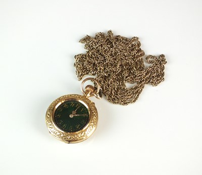 Lot 92 - A lady's fob watch and guard chain