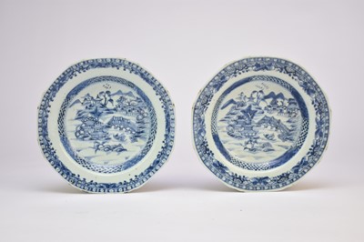 Lot 474 - A part set of Chinese blue and white plates and dishes