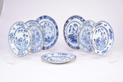 Lot 47 - A group of seven various Chinese blue and white plates, 18th century