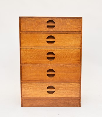 Lot 576 - A 1930s, Arts and Crafts style, oak chest of drawers by Ebenezer Gomme