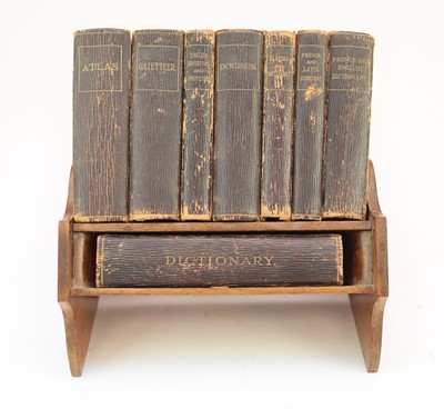 Lot 1055 - ASPREY REFERENCE LIBRARY, circa 1925.  8 small vols in a miniature bookcase