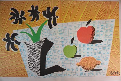 Lot 54 - David Hockney (British b.1937) Two Apples, One Lemon and Four Flowers