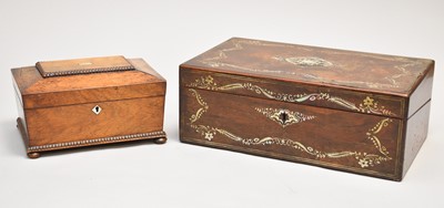 Lot 584 - A Victorian rosewood work box and an inlaid writing slope