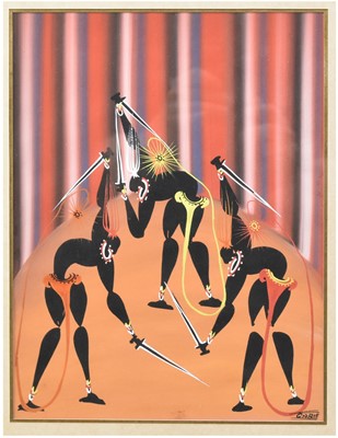 Lot 505 - Poto-Poto school, a collection of six figure paintings