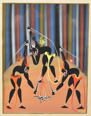 Lot 505 - Poto-Poto school, a collection of six figure paintings