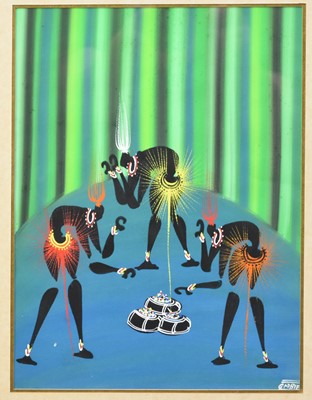 Lot 505 - Poto-Poto school, a collection of six figure paintings