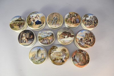 Lot 357 - Twelve prattware pot lids with bases