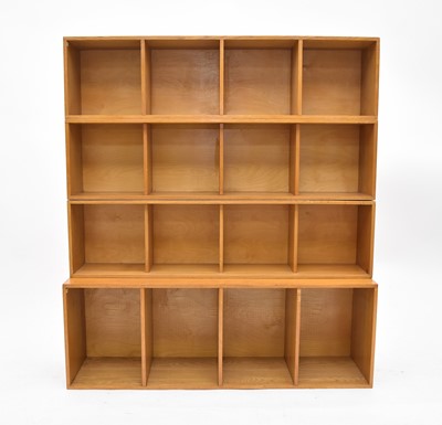 Lot 574 - Four Unix light oak modular box shelf units