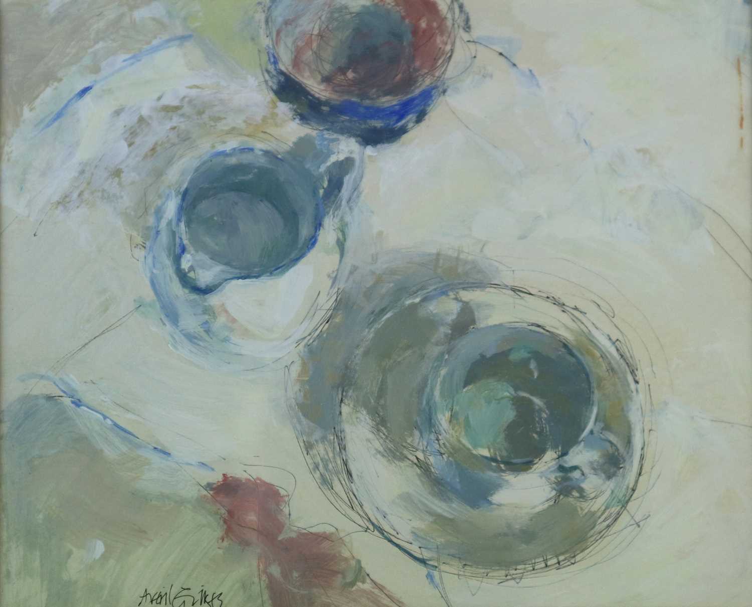 Lot 185 - Averil Gilkes PS (British b.1945) Still Life with Jug and Cups