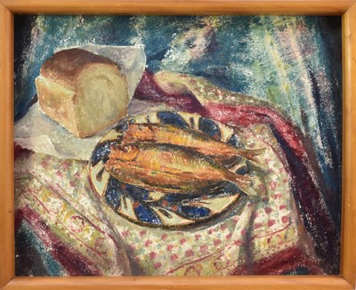Lot 51 - Andrew Healey Hislop (British 1887-1954) Still Life with Kippers