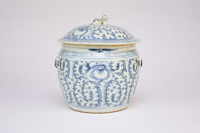 Lot 58 - A Chinese blue and white kitchen ch'ing jar and cover