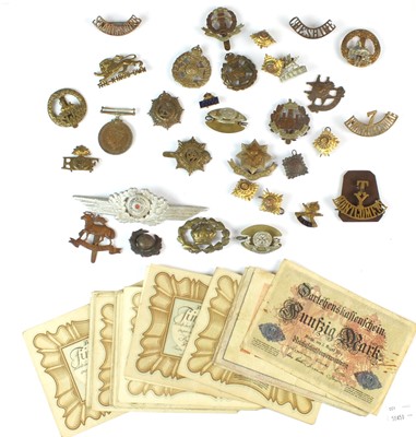 Lot 191 - British Military shoulder titles, cap badges, pips and other items
